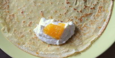 апельсиновые блинчики с творогом