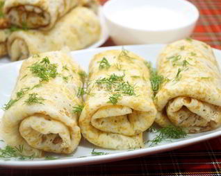 Ажурные блины с фаршем