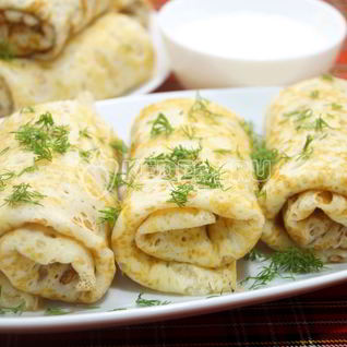 Ажурные блины с фаршем