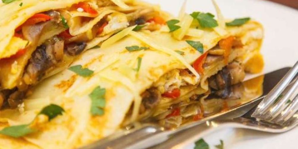 Рецепт блинчики креп с яйцом и грибами