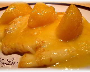 Блинчики Островные с персиками и коньяком