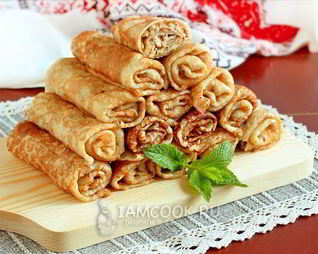 Блинчики с куриным фаршем и капустой