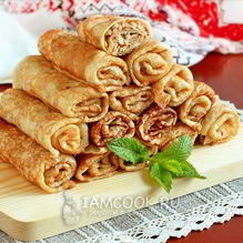 Рецепт Блинчики с куриным фаршем и капустой