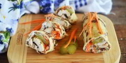 блинчики с курицей и маскарпоне