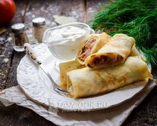 Блинчики с ливерной колбасой