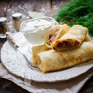 Блинчики с ливерной колбасой