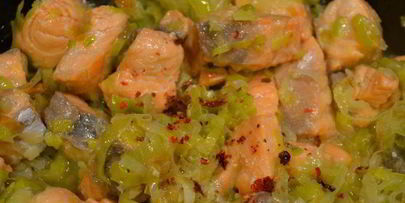 блинчики с начинкой из семги и лука порея