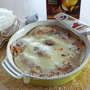 Блинчики с творогом в сметане в духовке