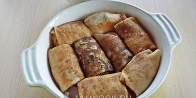 блинчики с творогом в сметане в духовке