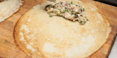 блины с картофелем и чоризо