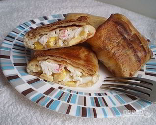 Блины с крабовыми палочками