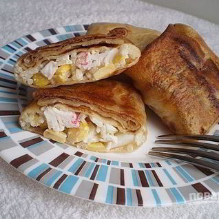 Блины с крабовыми палочками