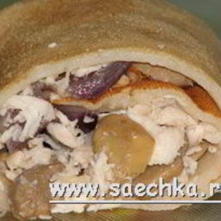 Блины с курицей и грибами