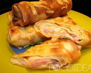 Блины с сыром и ветчиной