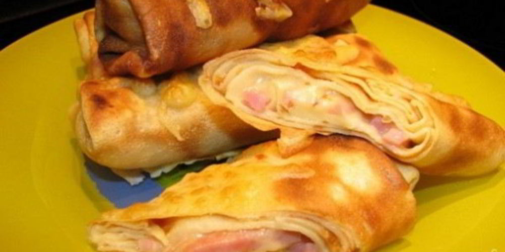 Рецепт блины с сыром и ветчиной