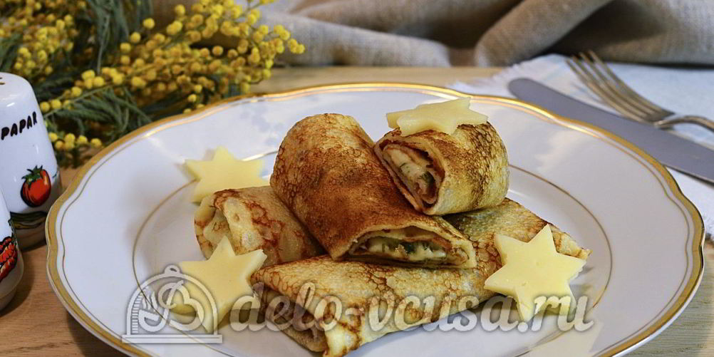 Рецепт блины с сыром и зеленью