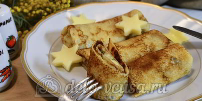 блины с сыром и зеленью