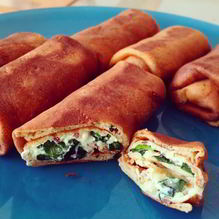 Рецепт Диетические блины с фетой и шпинатом