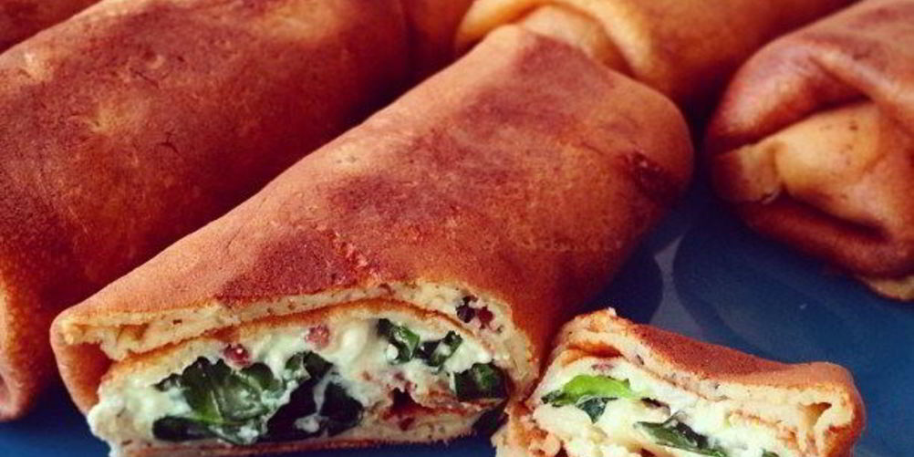 Рецепт диетических блинов с фетого и шпинатома