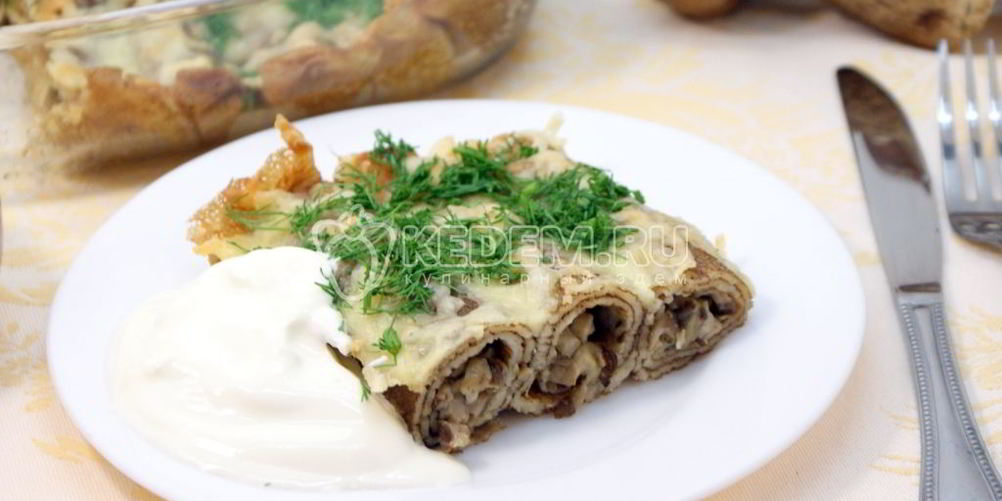 Рецепт фаршированные блины с сыром и грибами