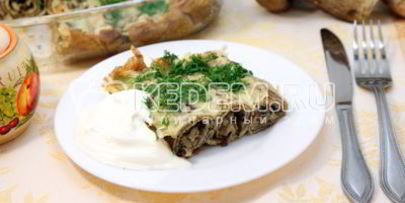 фаршированные блины с сыром и грибами