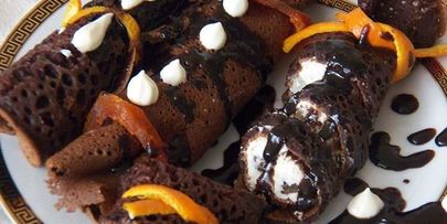 шоколадные блины с творожной начинкой