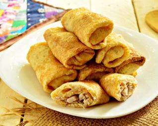 Сытные блинчики на майонезе с куриной начинкой