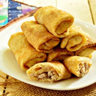 Сытные блинчики на майонезе с куриной начинкой