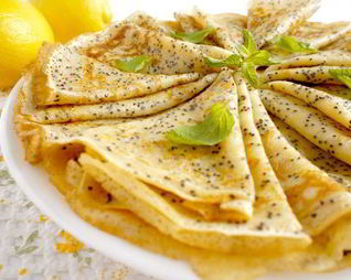 Заварные лимонные блины с маком