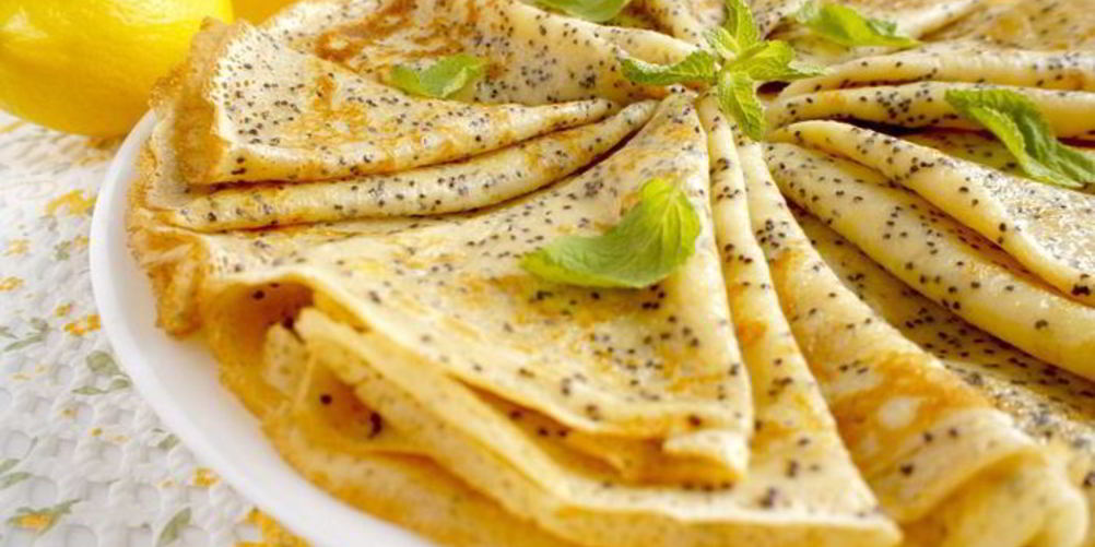 Рецепт заварные лимонные блины с маком