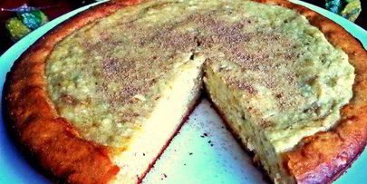 заливная ватрушка с бананами