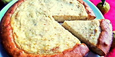 заливная ватрушка с бананами