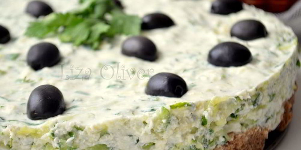 Рецепт закусочный чизкейк из брынзы и огурца