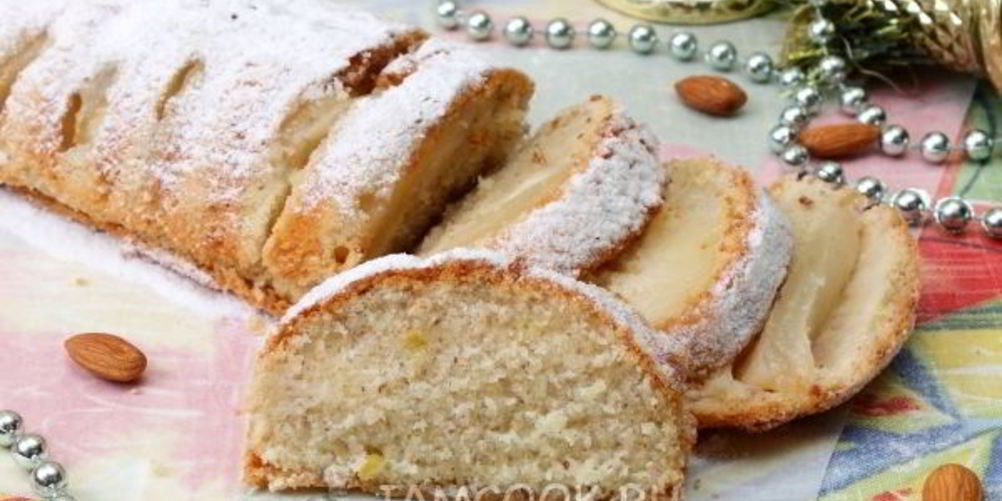 Рецепт лимонный кекс с грушами и миндалем