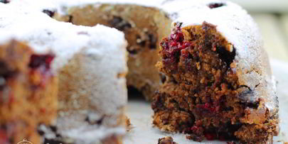 шоколадный кекс с малиной