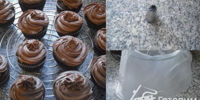 шоколадные капкейки украшенные шоколадным фростингом