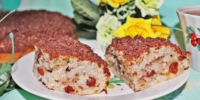 воздушный кекс на кефире с изюмом