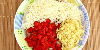 мясной хлеб с пшеном и болгарским перцем