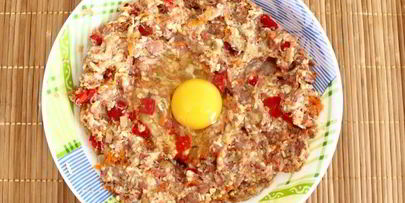 мясной хлеб с пшеном и болгарским перцем