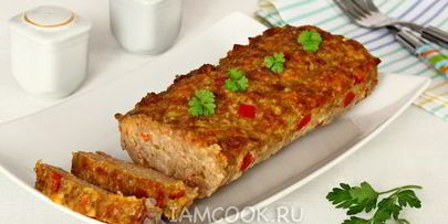 мясной хлеб с пшеном и болгарским перцем