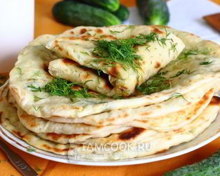 Лепешки на кефире с начинкой