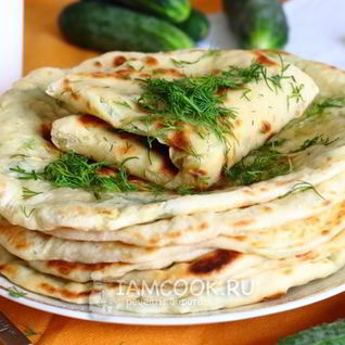 Лепешки на кефире с начинкой