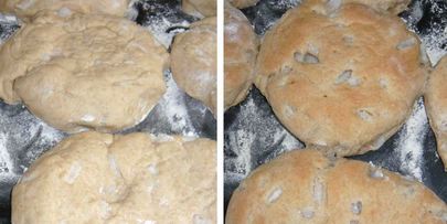 пшенично-ржаные лепешки с луком