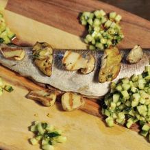 Рецепт Запеченный сиг с грибной лепешкой