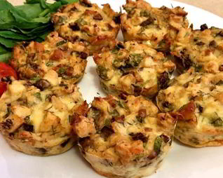 Куриные маффины с грибами и копченым сыром