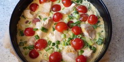 киш с мясом птицы, томатами и кедровыми орешками