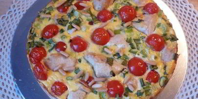 киш с мясом птицы, томатами и кедровыми орешками