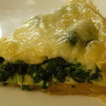 Рецепт Пикантный киш со шпинатом и хрустящей сырной корочкой