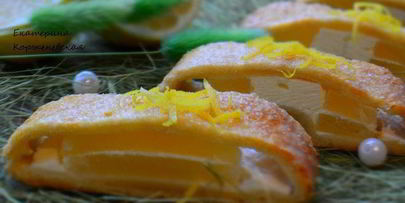 пирог с ананасами и творогом