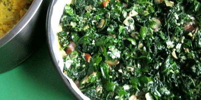 пирог с лососем, рисом и песто